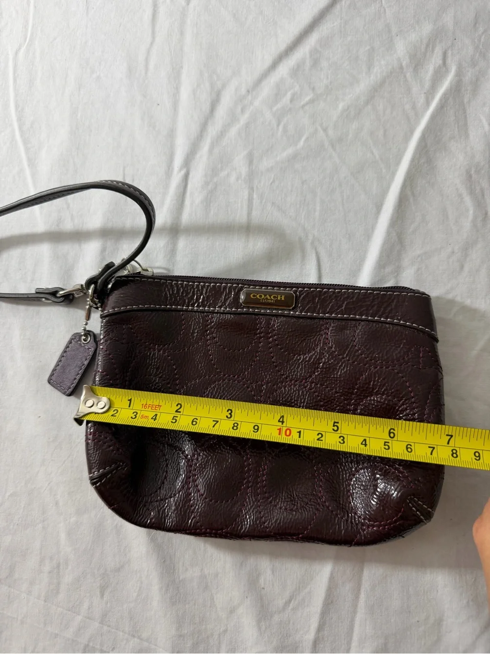 Coach Deep Wine Leather Wristlet Clutch